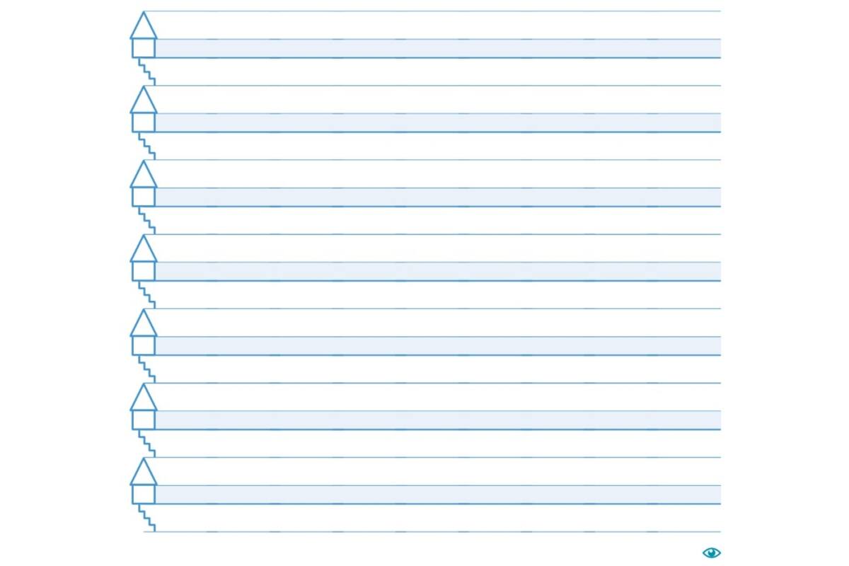 Pennenstreken 3 groep 3 lijntjesschrift verbonden schrift (12-8-12) (5 stuks)